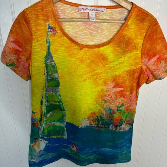 Leoma Lovegrove Top Petite Small Sailboat Beach Coastal Nautical - Picture 2 of 5